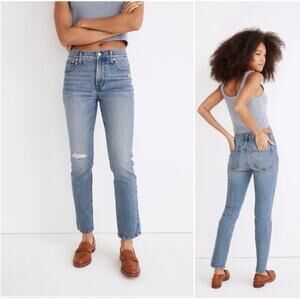 Madewell The Mid-Rise Perfect Vintage Tapered Straight Jeans Medium Wash 25